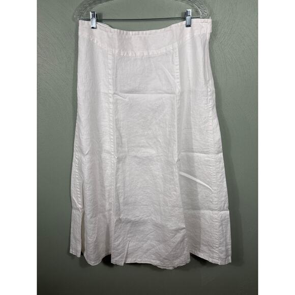H&M Women's Size 16 Plain White Linen Side Zip Casual Summer Beach A Line Skirt - Picture 9 of 11